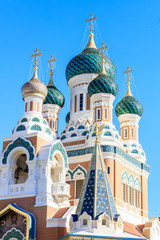 Fototapeta na wymiar Ditail of Russian Orthodox Cathedral in Nice