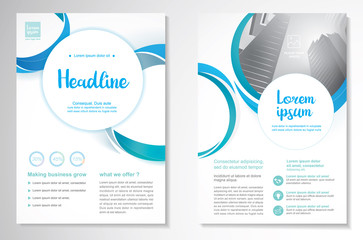 Template vector design for Brochure, Annual Report, Magazine, Poster, Corporate Presentation, Portfolio, Flyer, layout modern with green and blue color size A4, Front and back, Easy to use and edit.