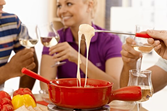 Closeup photo of cheese fondue