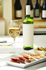 Traditional spanish snacks with wine