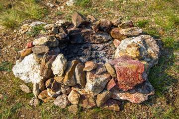 A safe place for a campfire of stones 