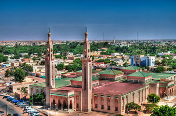 The Aerial view to Grand Mosque in Nouakchott in Mauritania - 147023594