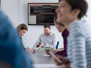 Business Team At A Meeting at modern office building