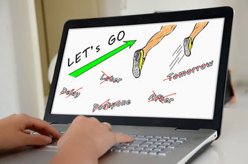 Action concept on a laptop screen