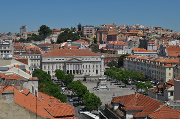 Fototapeta na wymiar Rossio vu de l'ascenseur Santa Justa, Lisbonne