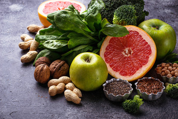 Vegetables, fruits, seeds  and nuts