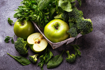Detox green vegetables and fruits.