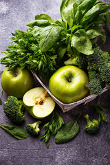 Detox green vegetables and fruits.