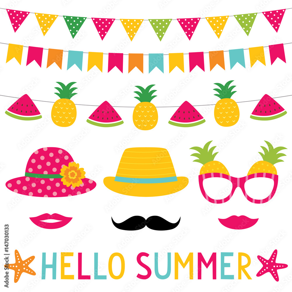 Wall mural summer party bunting decoration and photo booth props