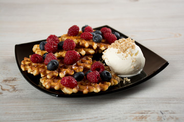 Plate of belgian waffles