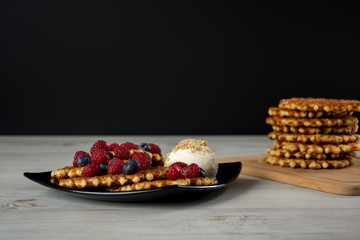 Plate of belgian waffles
