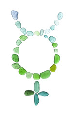 sea glass mosaic - Mercury  astrological symbol