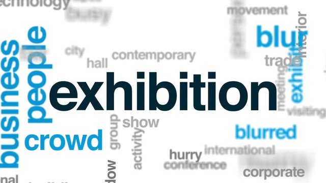 Exhibition animated word cloud, text design animation.