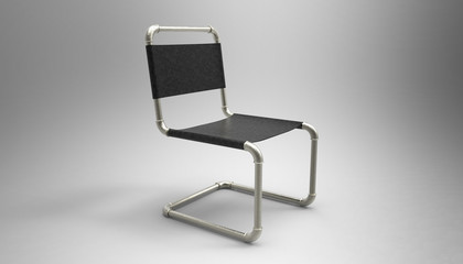 creative cantilever chair design made of piping parts isolated 3d illustration