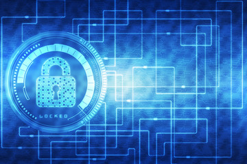 2d illustration Safety concept: Closed Padlock on digital background