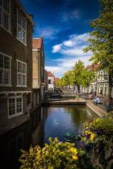 Beautiful canals and architecture in Gouda city in the Netherlands