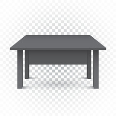 Vector 3d table for object presentation. Empty dark top table on isolated background.