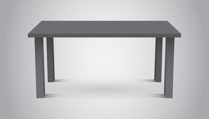 Vector 3d table for object presentation. Empty dark top table on gray background.