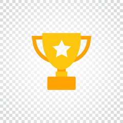 Trophy cup flat vector icon. Simple winner symbol. Gold illustration on isolated background.