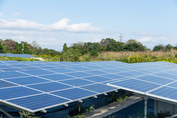 Solar energy panel with blue sky