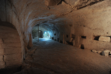 Obraz premium Ancient Jewish tombs in caves of ruins of the Old City Beit She'arim, Israel