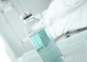 Transparent bottle in the hospital room