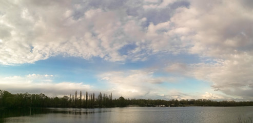 white fluffy clouds in the blue sky