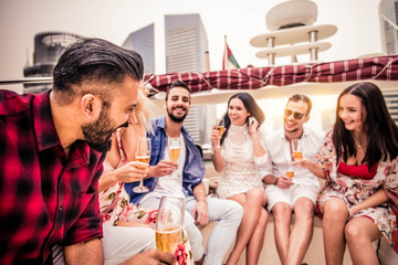People celebrating on a yacht