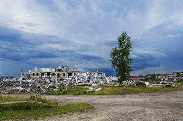 The ruins of a multistory building