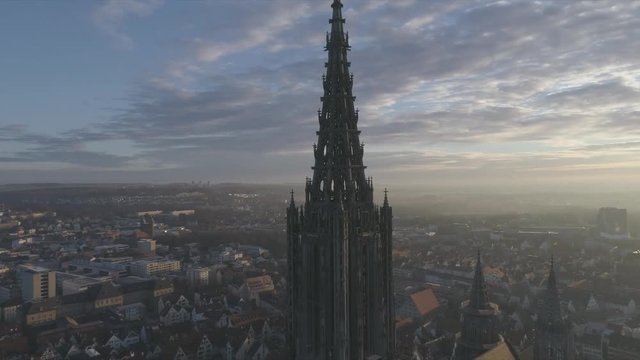 Ulm City Minster Drone Sunrise