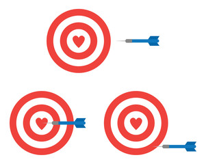 Bullseyes with hearts and darts