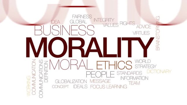 Morality animated word cloud, text design animation. Kinetic typography.