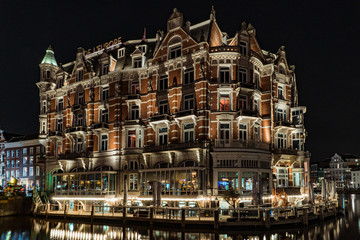 Old hotel in the centre of Amsterdam, The Netherlands