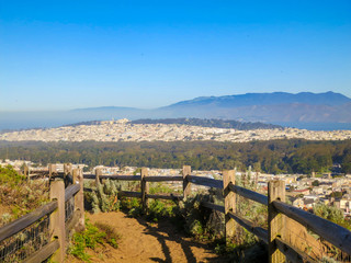 View from the hill to the lower town of San Francisco. USA
