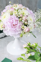 How to make wedding floral arrangement with peonies, roses,
