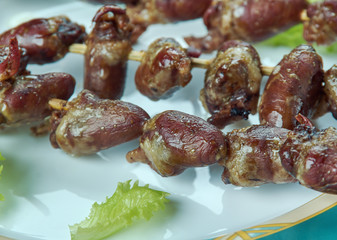 Chicken heart kebabs