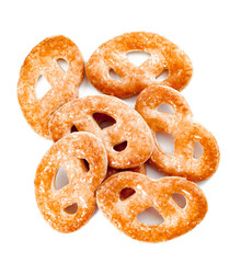 top view of Fresh cookies isolated on white background