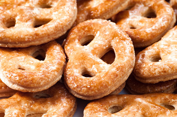 Closeup view of cookies as background