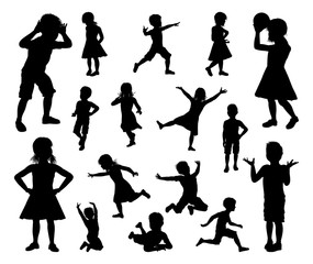 Kids Children Silhouette Set