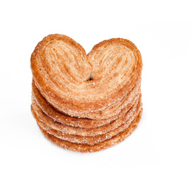 heart shape cookies in stack isolated on white