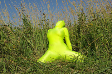 ufo alien strange faceless creature on the field © goldeneden
