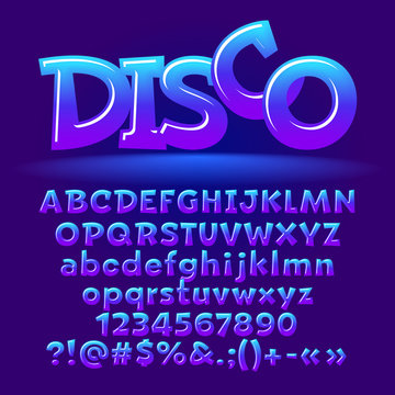 Vector candy disco set of letters, numbers and symbols. Contains graphic style