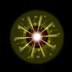 Bright Star Burst Light Effect with Glittering, Glowing Sparkles - Nebula Flare and Glare, Element for Texture or Background, Isolated on Black