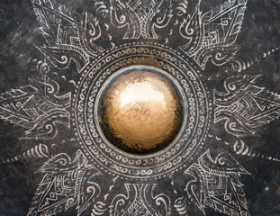 Detail of the metal gong. - obrazy, fototapety, plakaty