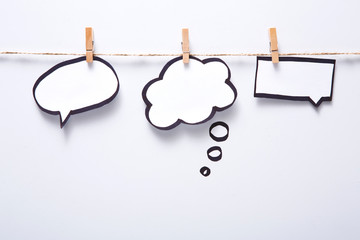 Blank speech bubble on white, creativity concept