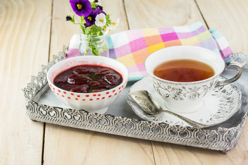 Homemade strawberry preserves.