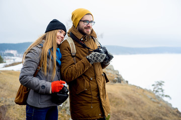 Fototapeta premium Photographers on a hill