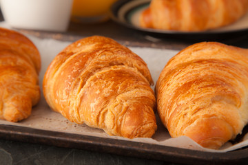 Fresh Croissants ona Baking Tray