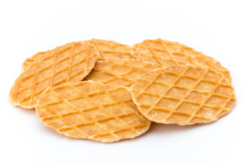 Sweet waffle on the white background.