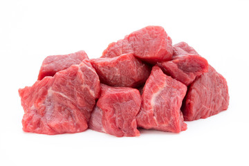 fresh meat on slice on the white background.